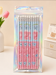 Cute Kawaii HB Pencils Set – Assorted Cartoon Designs with Eraser | School & Study Stationery