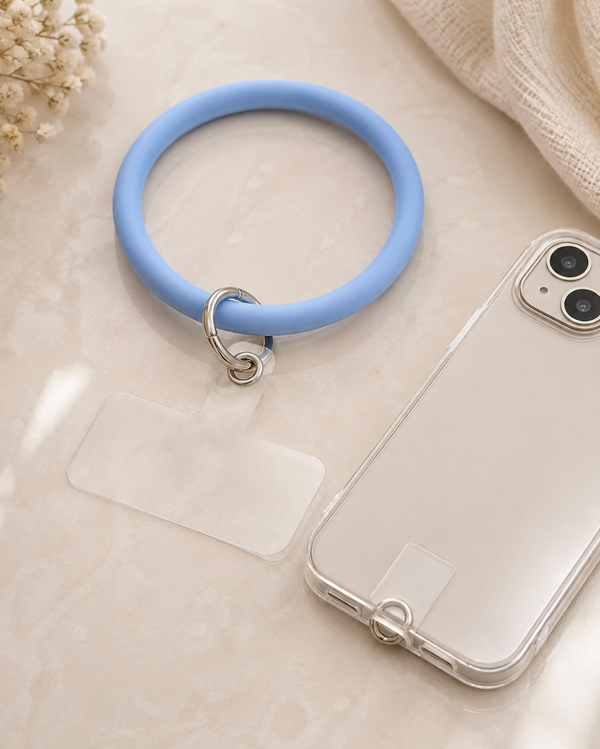 Pastel Blue Silicone Phone Wrist Strap & Lanyard