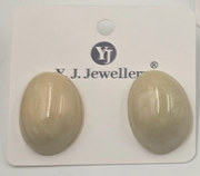 Marbled Oval Statement Stud Earrings