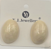 Marbled Oval Statement Stud Earrings
