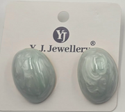 Marbled Oval Statement Stud Earrings