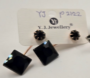 Geometric Crystal Drop Stud Earrings