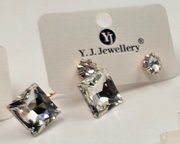 Geometric Crystal Drop Stud Earrings