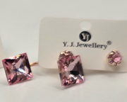 Geometric Crystal Drop Stud Earrings