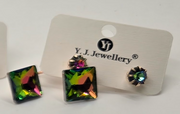Geometric Crystal Drop Stud Earrings