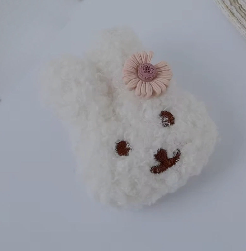White Bunny Enamel Brooch Pin