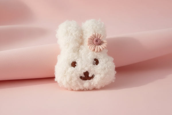 White Bunny Enamel Brooch Pin